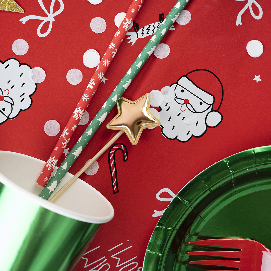 Трубочки для коктейлей, Елочки, Зеленый/Белый, 12 шт. в упак. 