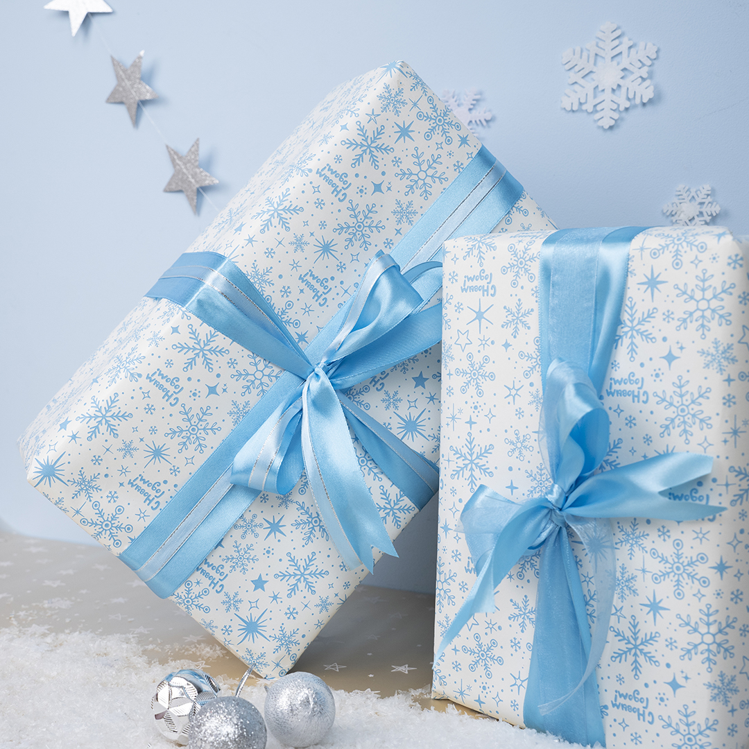 Упаковочная бумага 70гр (0,6*10 м) Новогодние снежинки, 1 шт.