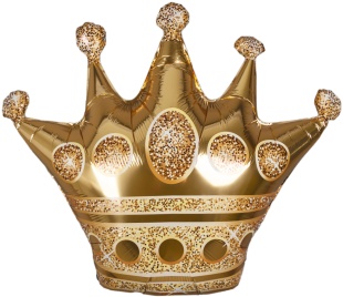 Шар с клапаном (16''/41 см) Мини-фигура, Корона, Золото, 5 шт. в уп. (цв.этик.)