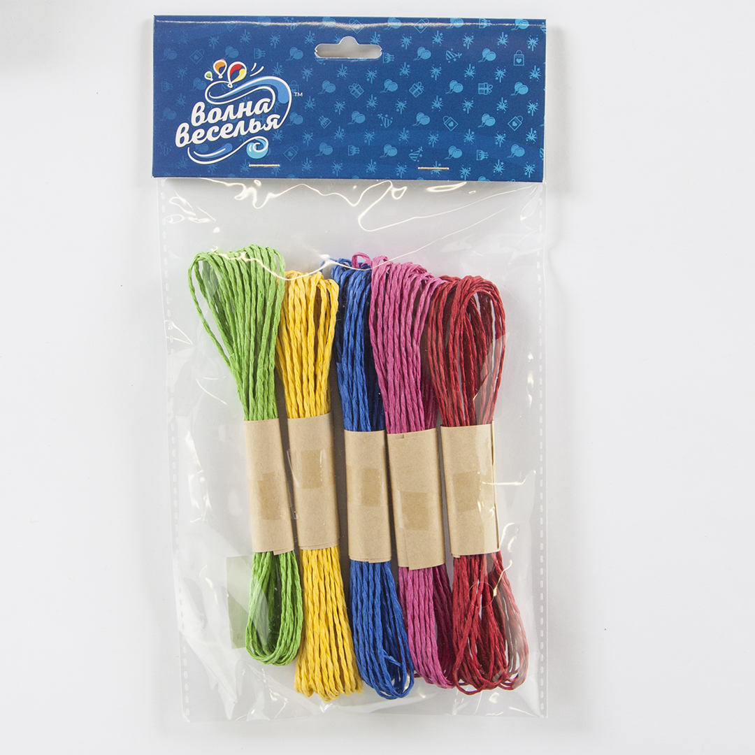 Набор бумажных шпагатов (5 м) Яркие цвета, 5 шт.