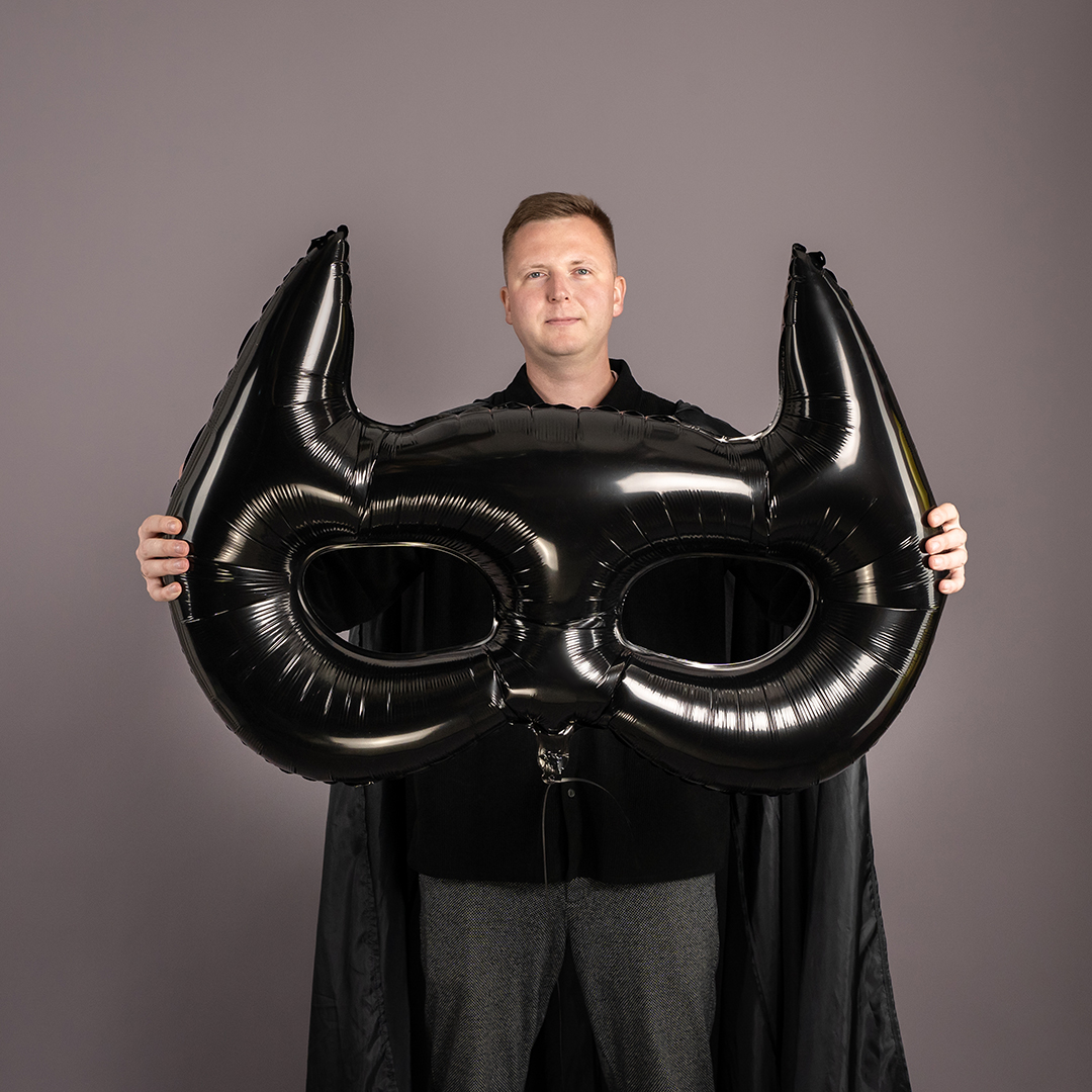 Шар (42''/107 см) Фигура, Маска, Черный, 1 шт.