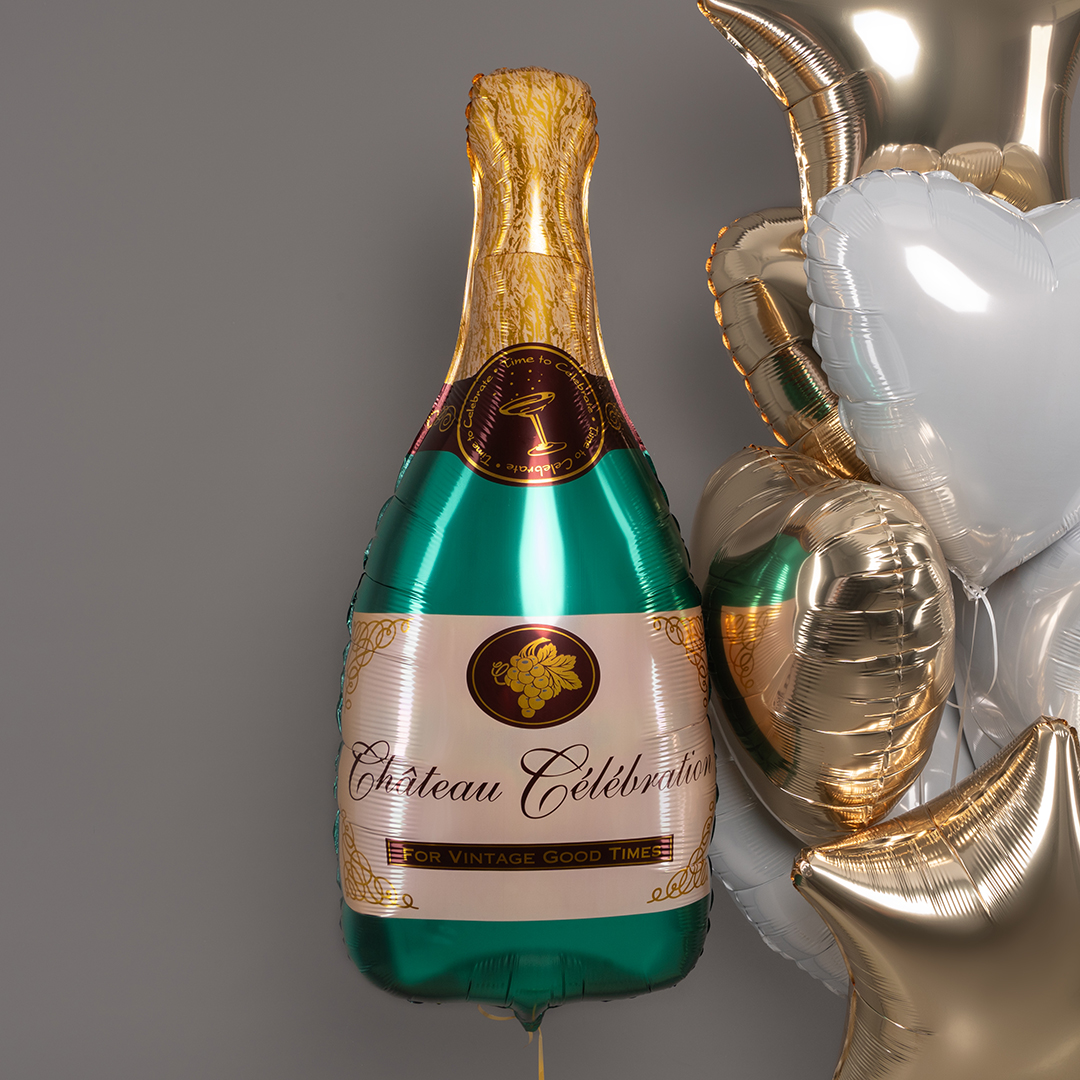 Шар (39''/99 см) Фигура, Бутылка Шампанское, 1 шт. в уп.