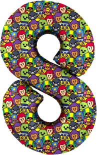 Шар (34''/86 см) Цифра, 8 Game Party, 1 шт. в уп.