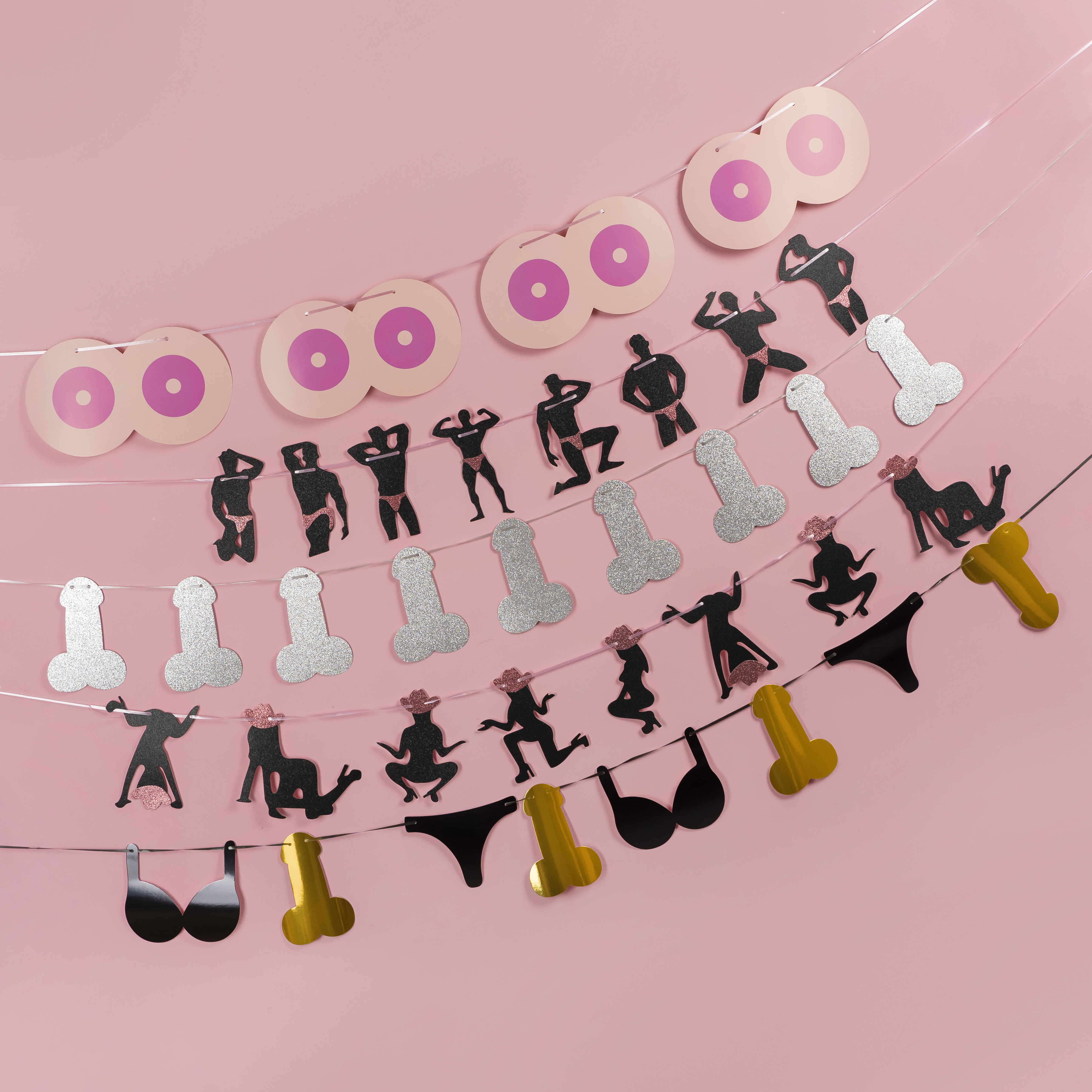 Гирлянда на Девичник, Розовый, 4 шт.*15 см, 1 упак.