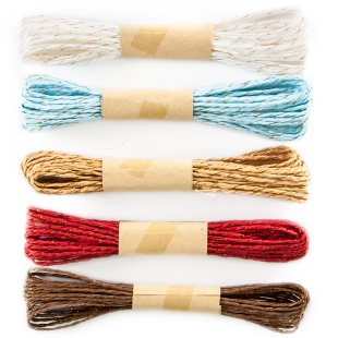 Набор бумажных шпагатов (5 м) с золотой нитью, Универсальные цвета, 5 шт.