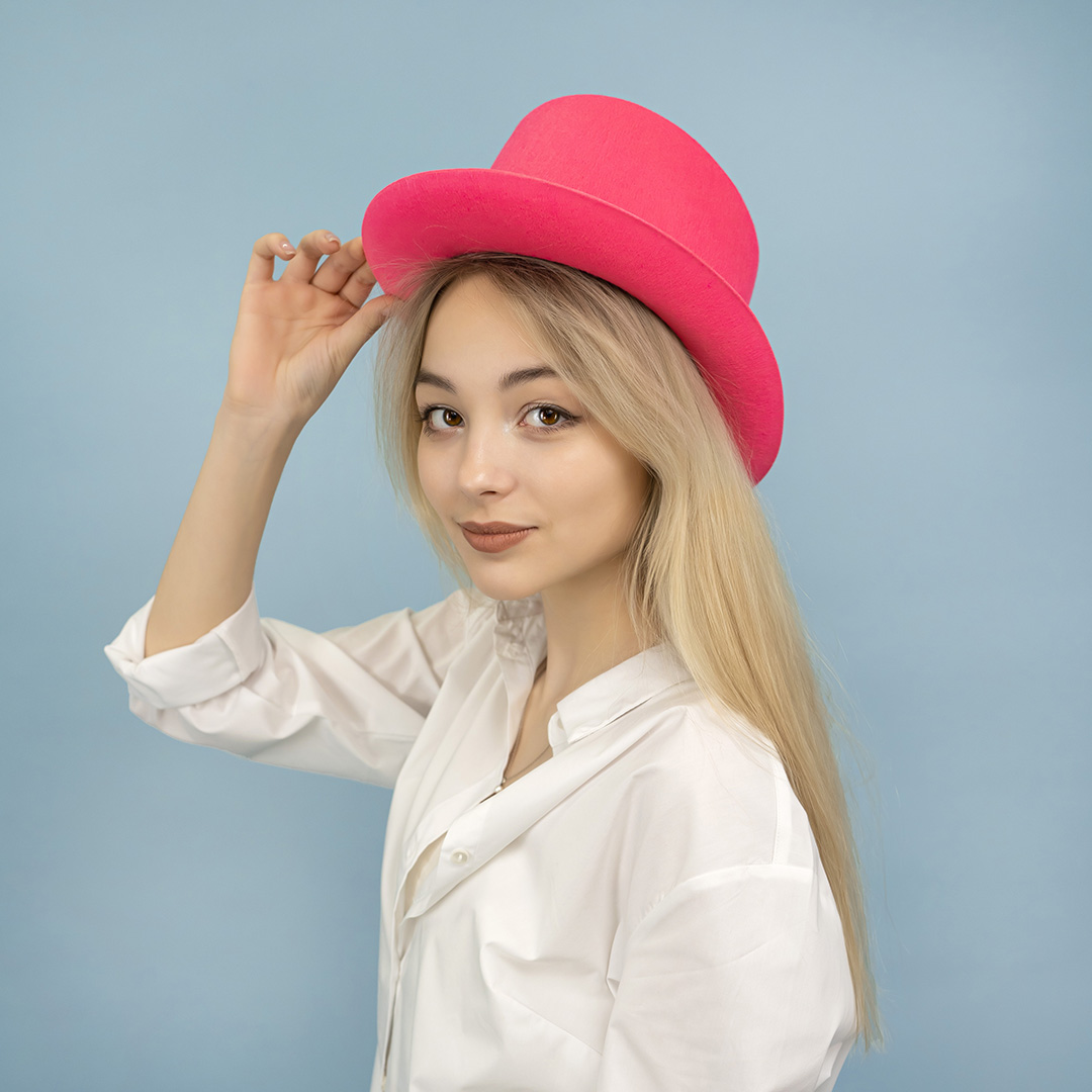 Шляпа, Цилиндр, фетр, Ярко-розовый, 56-58 разм., 1 шт. 