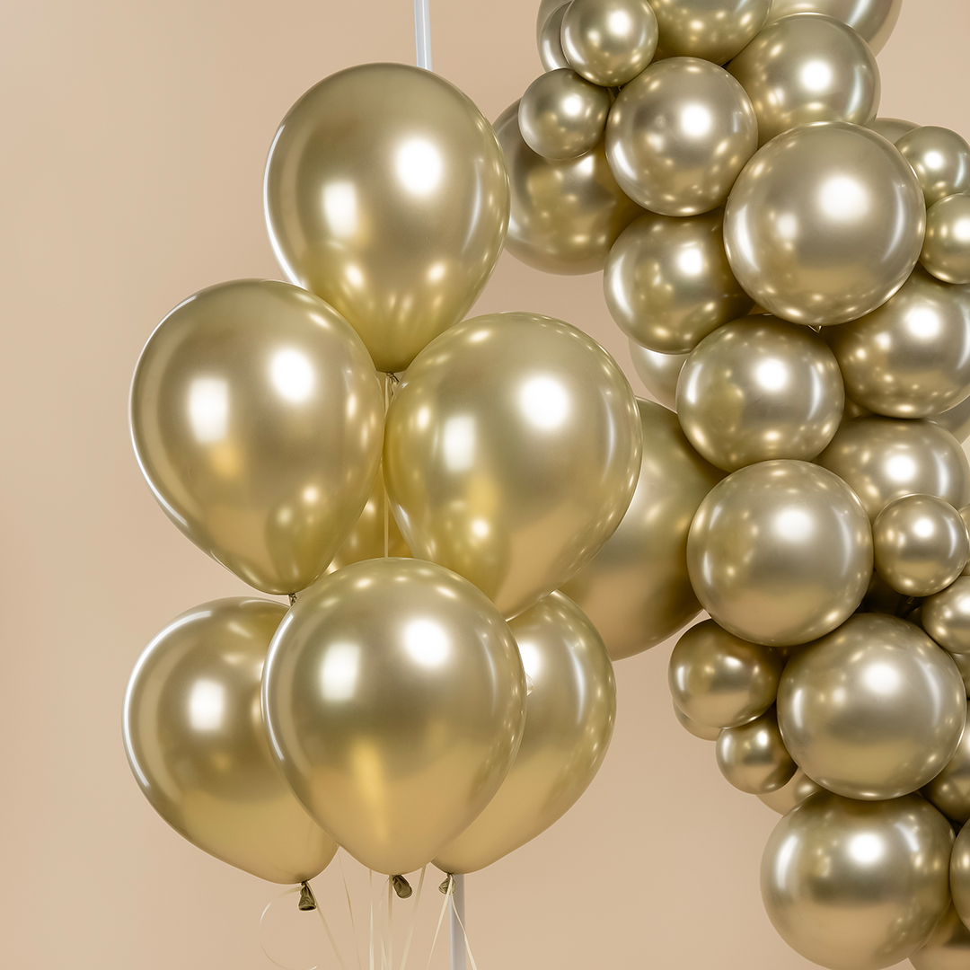 Шар (12''/30 см), Белое золото, хром, 50 шт.