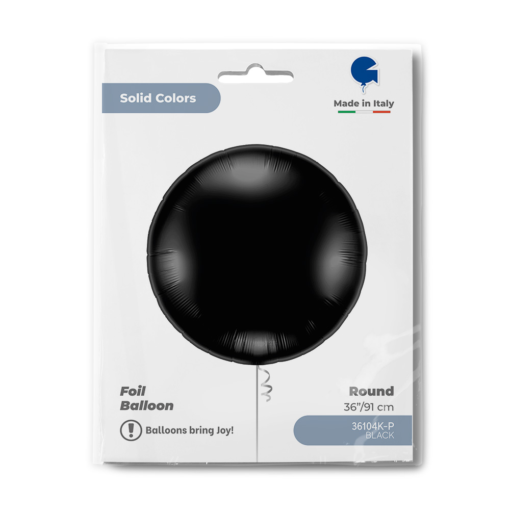 Шар (36''/91 см) Круг, Черный, 1 шт. в уп.