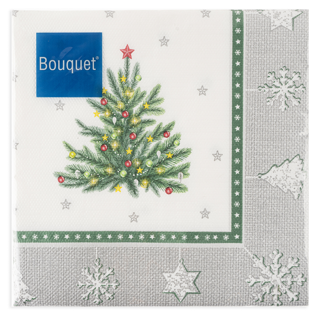 Сервировочные салфетки, Новогодний гобелен с елочкой, 33*33 см, 20 шт.