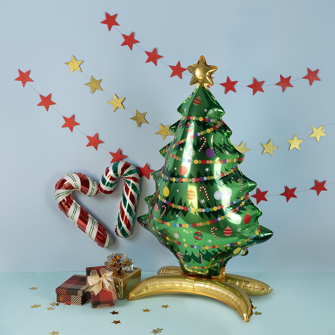 Шар (14''/36 см) Мини-фигура, Леденец трость, Красный, 1 шт.