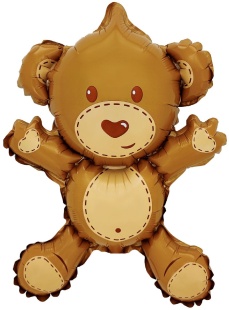 Шар с клапаном (16''/41 см) Мини-фигура, Медвежонок, 5 шт. в уп. (цв.этик.)