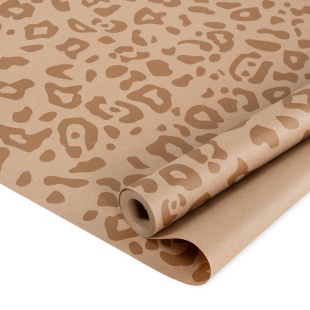 Упаковочная бумага, Крафт 50гр (0,6*10 м) Леопард, Кофе, 1 шт.