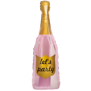 Шар (35''/89 см) Фигура, Бутылка Шампанское, Let`s Party, Розовый, 1 шт. в уп.