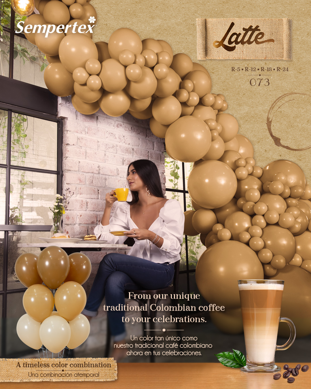 Шар (12''/30 см), Кофе Латте (073), пастель, 12 шт. Шар (12''/30 см), Кофе Латте (073), пастель, 12 шт.