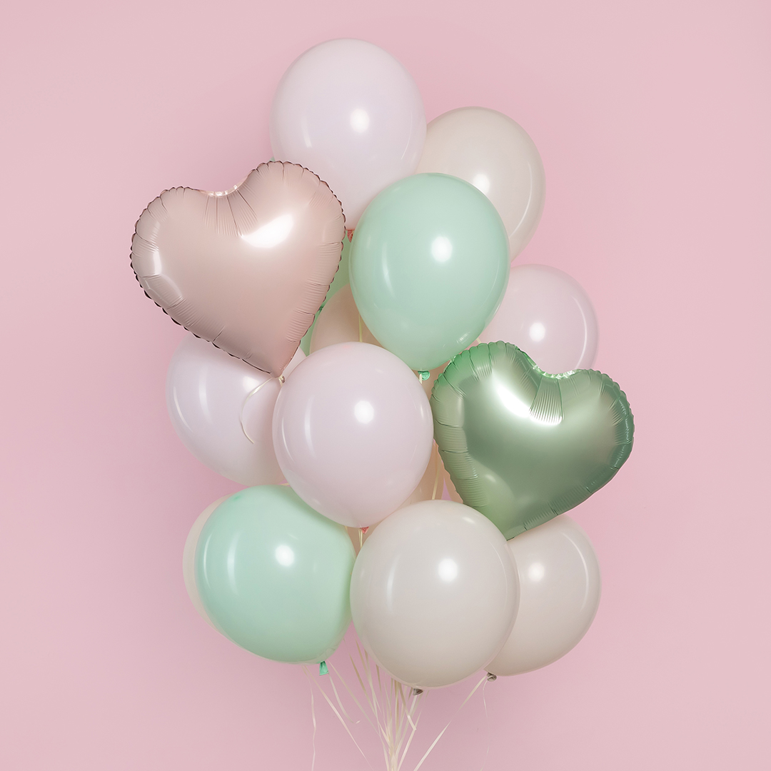 Шар (18''/46 см) Сердце, Мятный, Сатин, 1 шт.