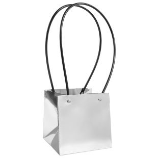 Пакет для цветов, Мастхэв, Серебро, Металлик, 13*13*13 см, 1 шт.