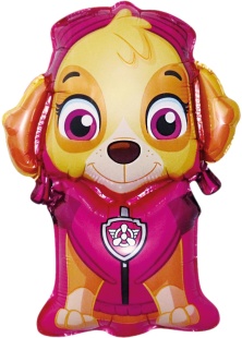 Шар с клапаном (17''/43 см) Мини-фигура, Щенок Авиатор, 5 шт. в уп.