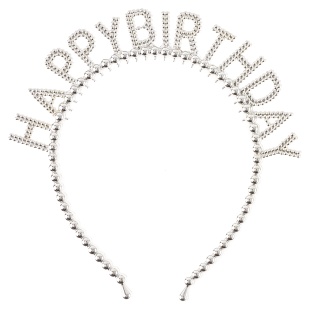 Ободок, Happy Birthday, Сверкающий жемчуг, Серебро, 1 шт. 