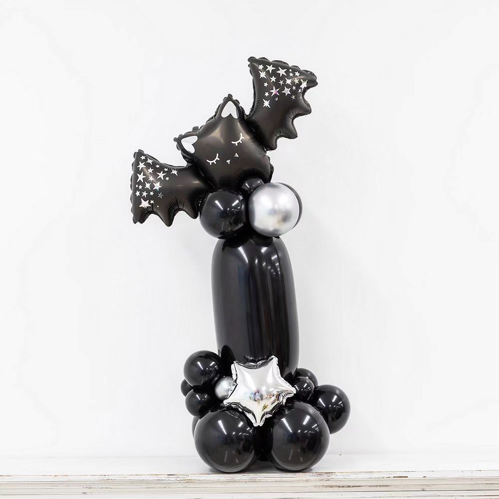 Шар (43''/109 см) Фигура, Летучая мышь, Серебряные звездочки, 1 шт.