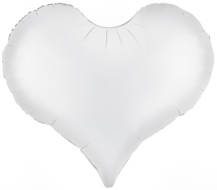 Шар (24''/61 см) Сердце, Люкс, Белый, Сатин, 1 шт. в уп.