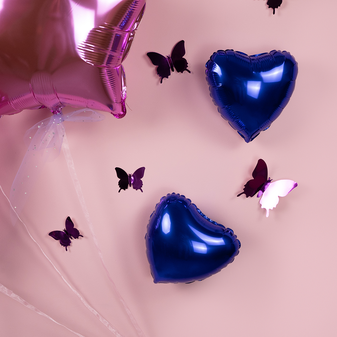 Шар (9''/23 см) Мини-сердце, Темно-синий, 1 шт.