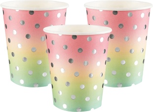 Стаканы (250 мл) Невесомый ДР, Радужный/Серебро, Металлик, 6 шт.