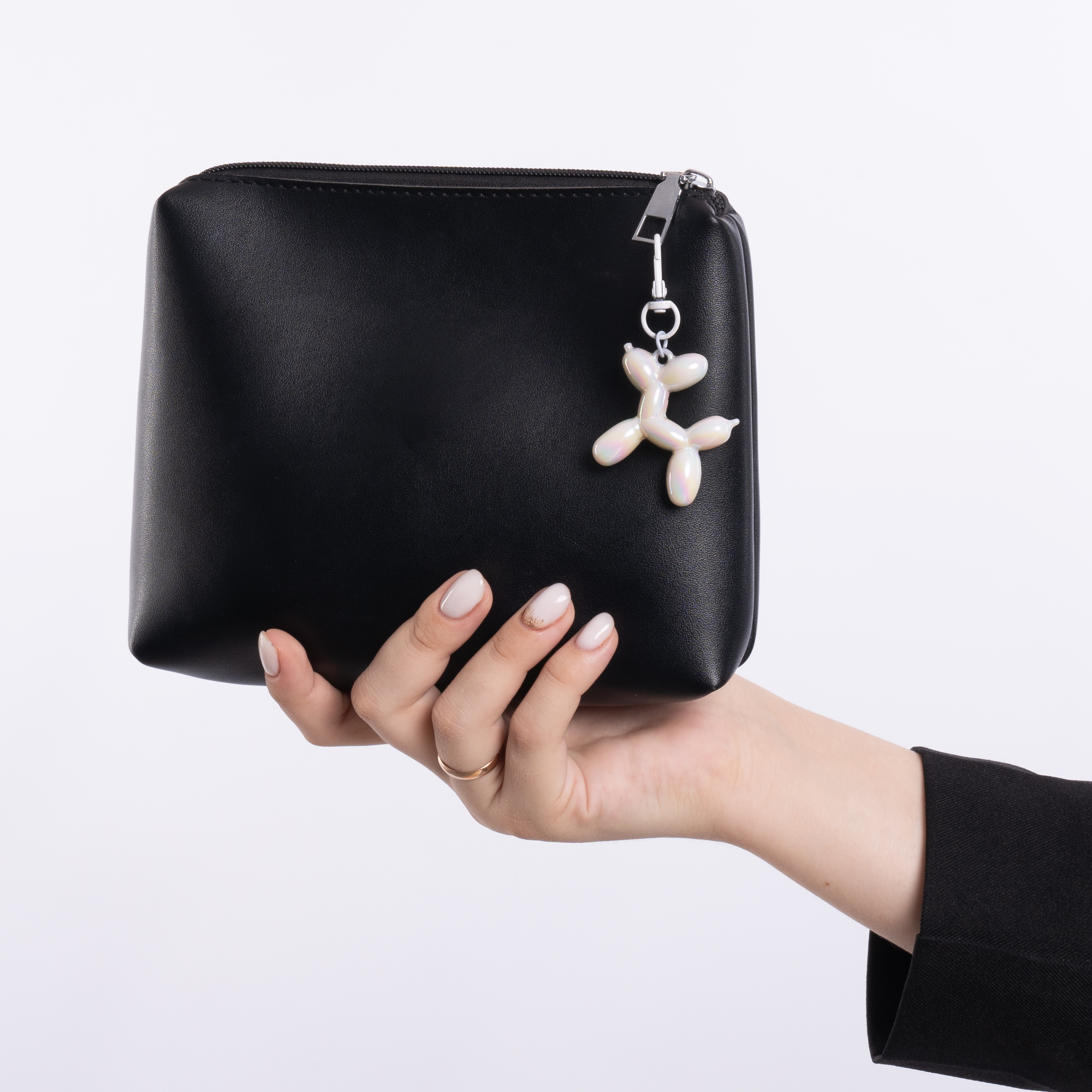 Брелок, Собачка ШДМ, Белый, Перламутр, 4,5 см, 1 шт. 