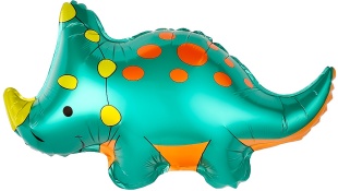 Шар с клапаном (16''/41 см) Мини-фигура, Динозавр Трицератопс, 5 шт. в уп. (цв.этик.)