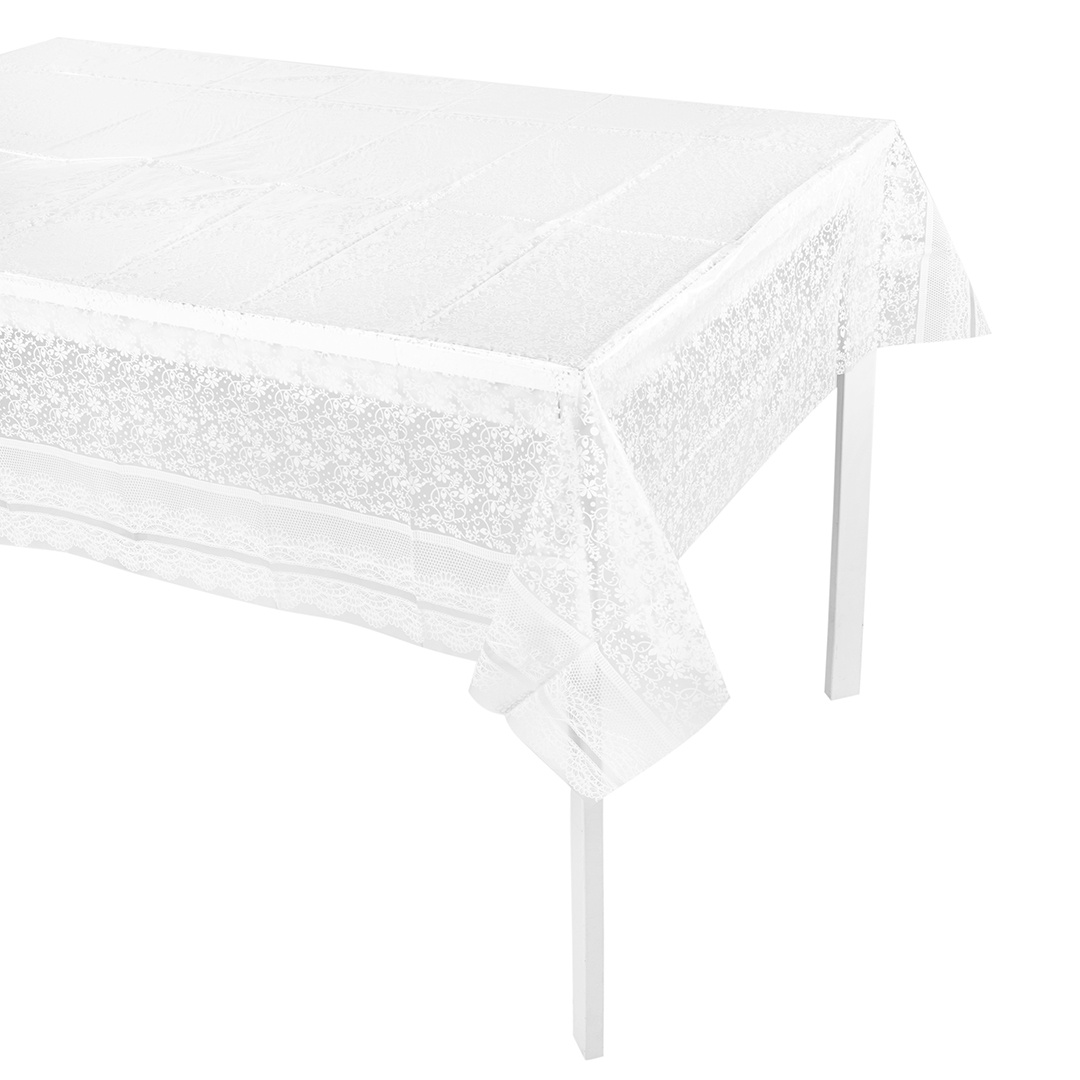 Скатерть одноразовая, Кружево, Белый, 120*180 см, 1 шт.