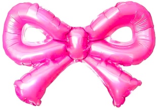 Шар с клапаном (12''/30 см) Мини-фигура, Бантик, Фуше, 5 шт. в уп. (цв.этик.)