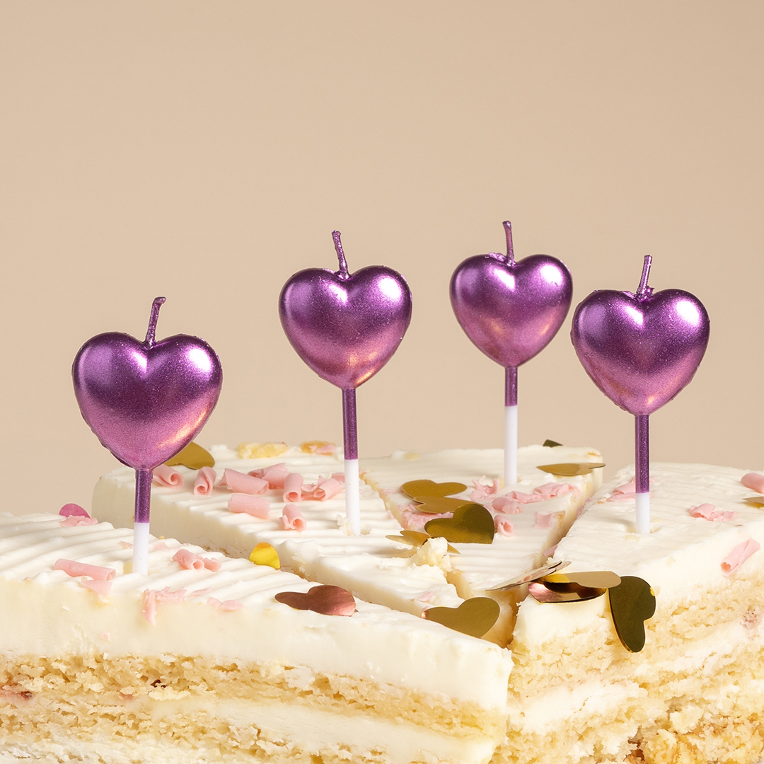 Свечи Сердце, Фуше, Металлик, 5 шт. с держат.