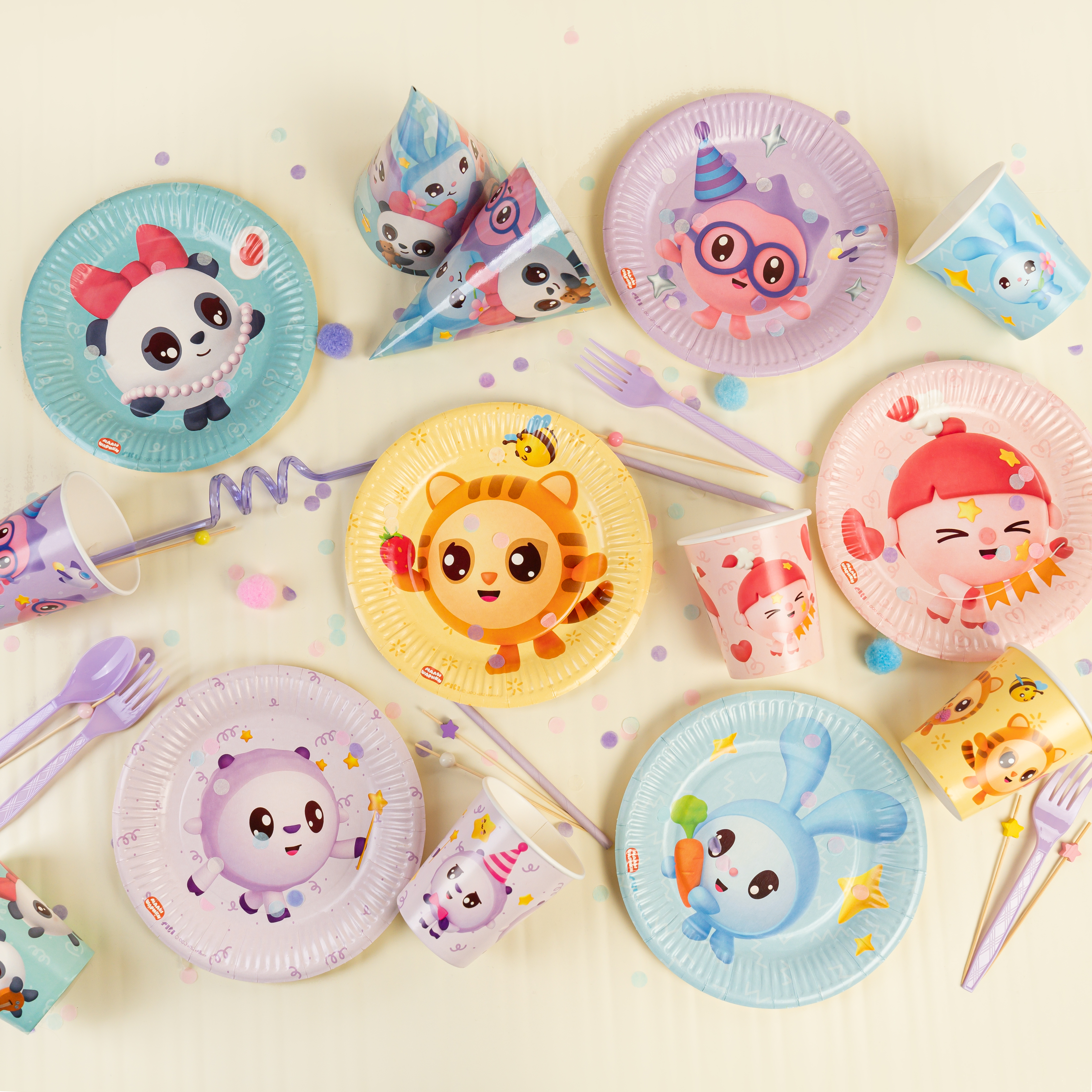 Тарелки (7''/18 см) Малышарики, Ассорти, 6 шт.