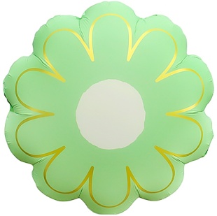 Шар (21''/53 см) Цветок, Ромашка, Золотые лепестки, Мятный, Сатин, 1 шт.