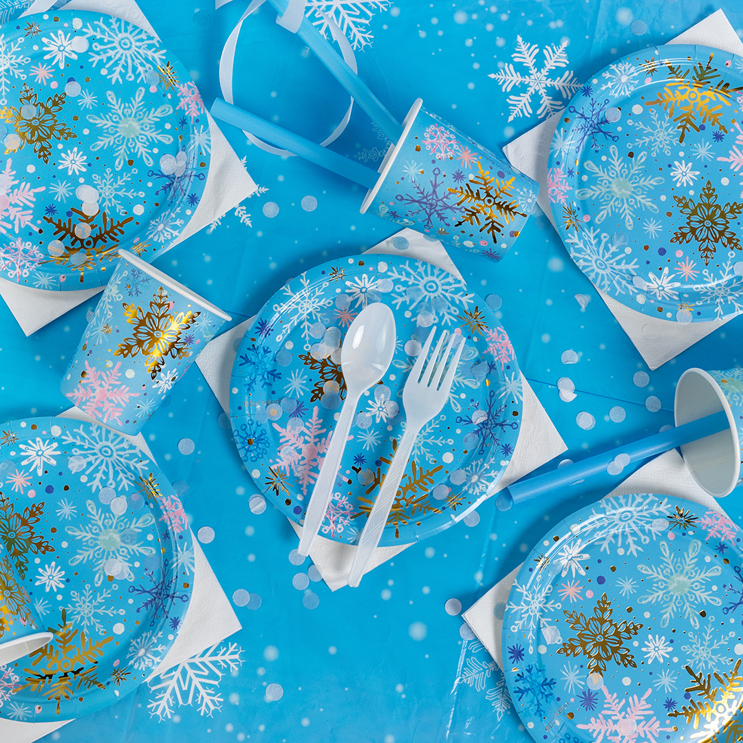 Стаканы (250 мл) Волшебные снежинки, Голубой, Металлик, 6 шт.