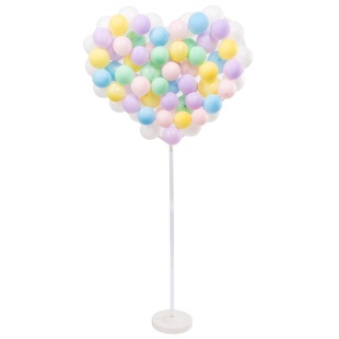 Стойка для шаров Сердце, на ножке, 0,7*1,5 м, Белый/Прозрачный, 1 шт.
