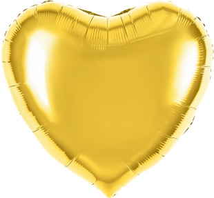 Шар (63''/160 см) Сердце, Золото, Металлик, 1 шт. в уп.