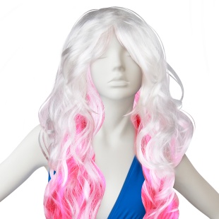 Парик карнавальный, 180 гр, 2-цветный, Белый/Розовый, 1 шт. в упак. 
