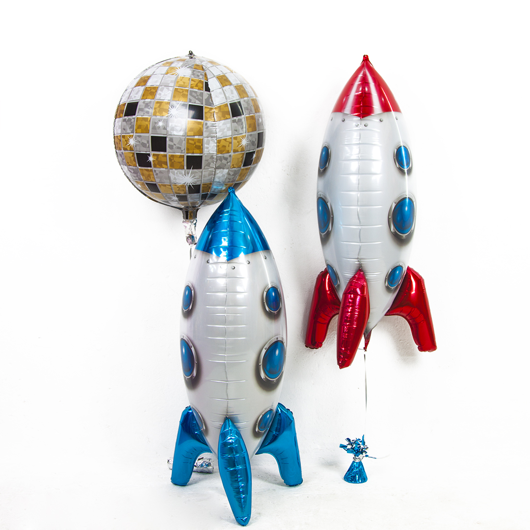 Шар (32''/81 см) Фигура, 3D Ракета, Красный, 1 шт.