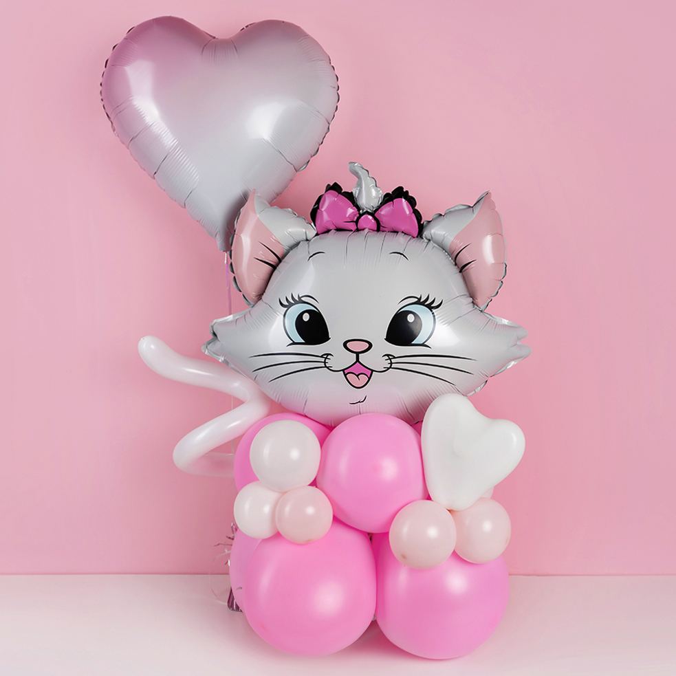 Шар (18''/46 см) Сердце, Белый/Розовый, Градиент, 1 шт.