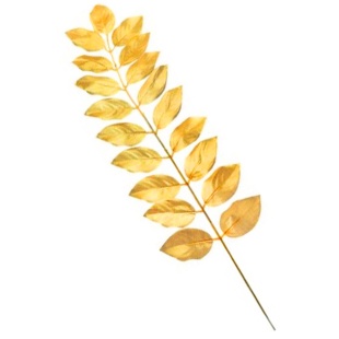 Листья на ветке, искусственные, Золото, Металлик, 55*14 см, 5 шт. в упак. 