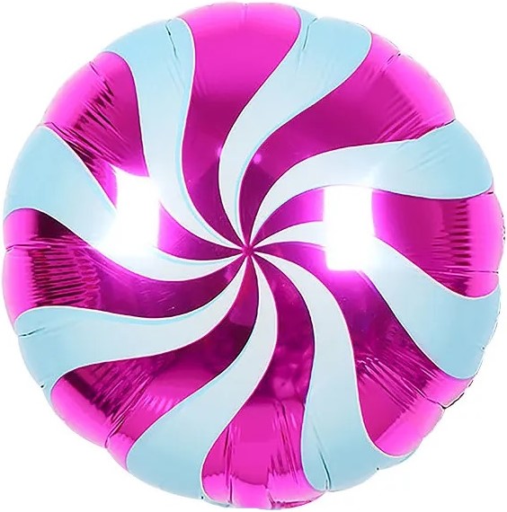 Шар (18''/46 см) Круг, Леденец, Фуше/Голубой, 1 шт.