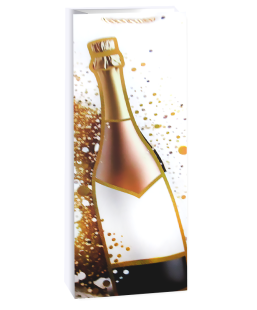 Пакет подарочный для вина, 210гр, Игристое настроение, Дизайн №1, Металлик, 36*12*9 см, 1 шт.