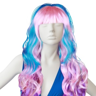 Парик карнавальный, 180 гр, 3-цветный, Голубой/Розовый/Сиреневый, 1 шт. в упак. 