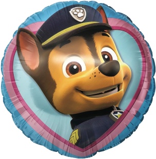 Шар (18''/46 см) Круг, Щенок Полицейский, 1 шт. в уп. (цв.этик.)