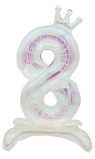 Шар (32''/81 см) Цифра на подставке, 8 Корона, Хамелеон, Хамелеон, 1 шт. в уп.