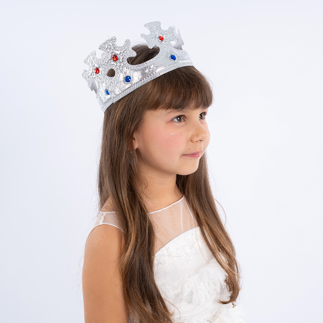 Корона тканевая, Монарх, Серебро, 1 шт. 