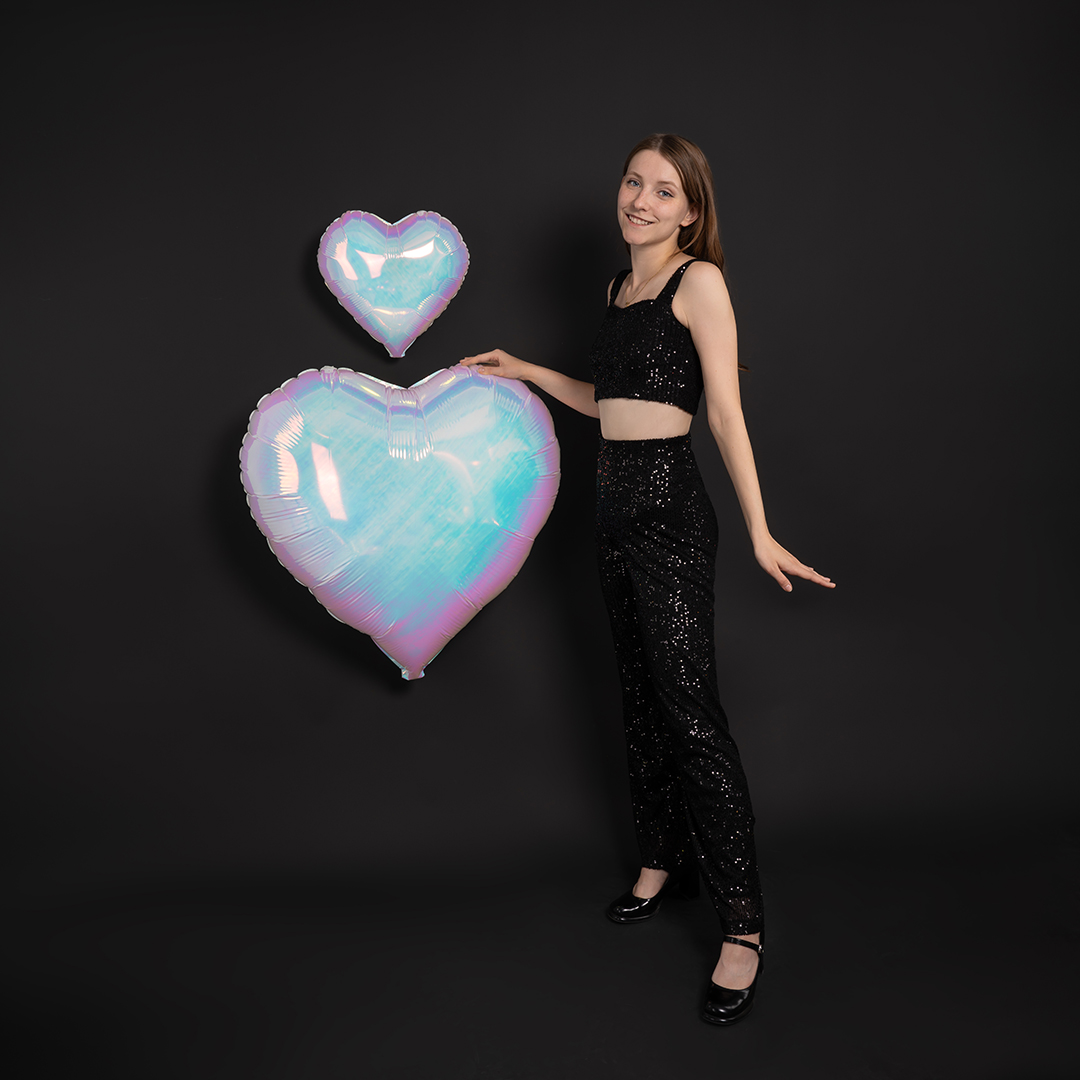 Шар (40''/102 см) Сердце, Жемчужный, Хамелеон, 1 шт. в уп.