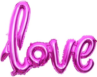 Шар (22''/56 см) Фигура, Надпись "Love", Фуше, 1 шт.