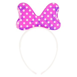 Ободок, Бант в горошек, Ярко-розовый, 21*12,5 см, 1 шт. 