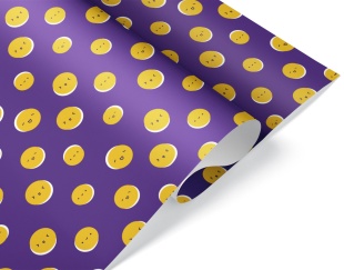 Упаковочная бумага 80гр (0,7*1 м) Смайлики, Сиреневый, 10 шт.